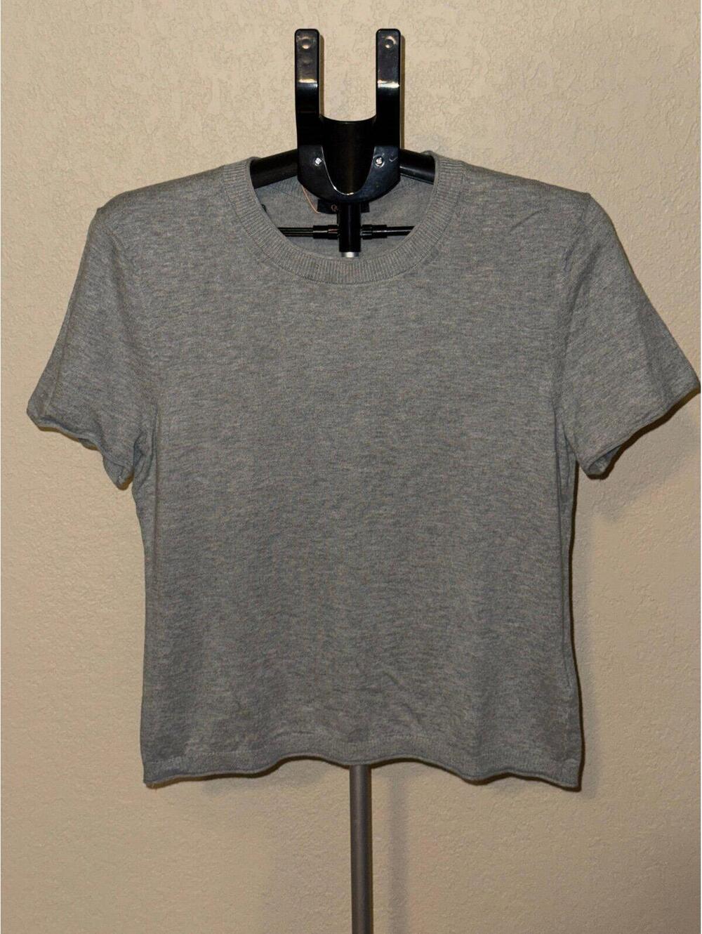 NWT Quince Organic Cotton Cashmere Relaxed Tee Gray Size Small Soft Luxe Basic